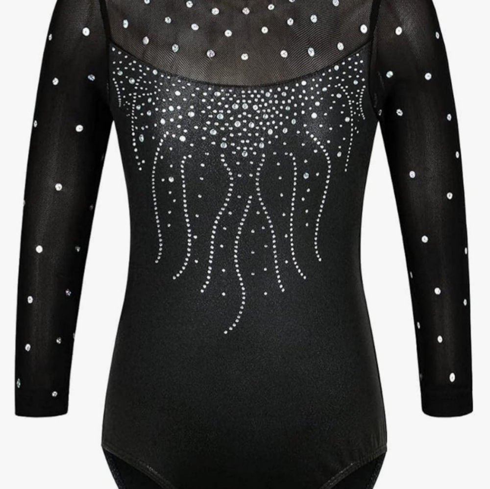 BAOHULU Gymnastics Leotards for Girls 14" Pit2pit  Sparkle Black Athletic 26" Ln